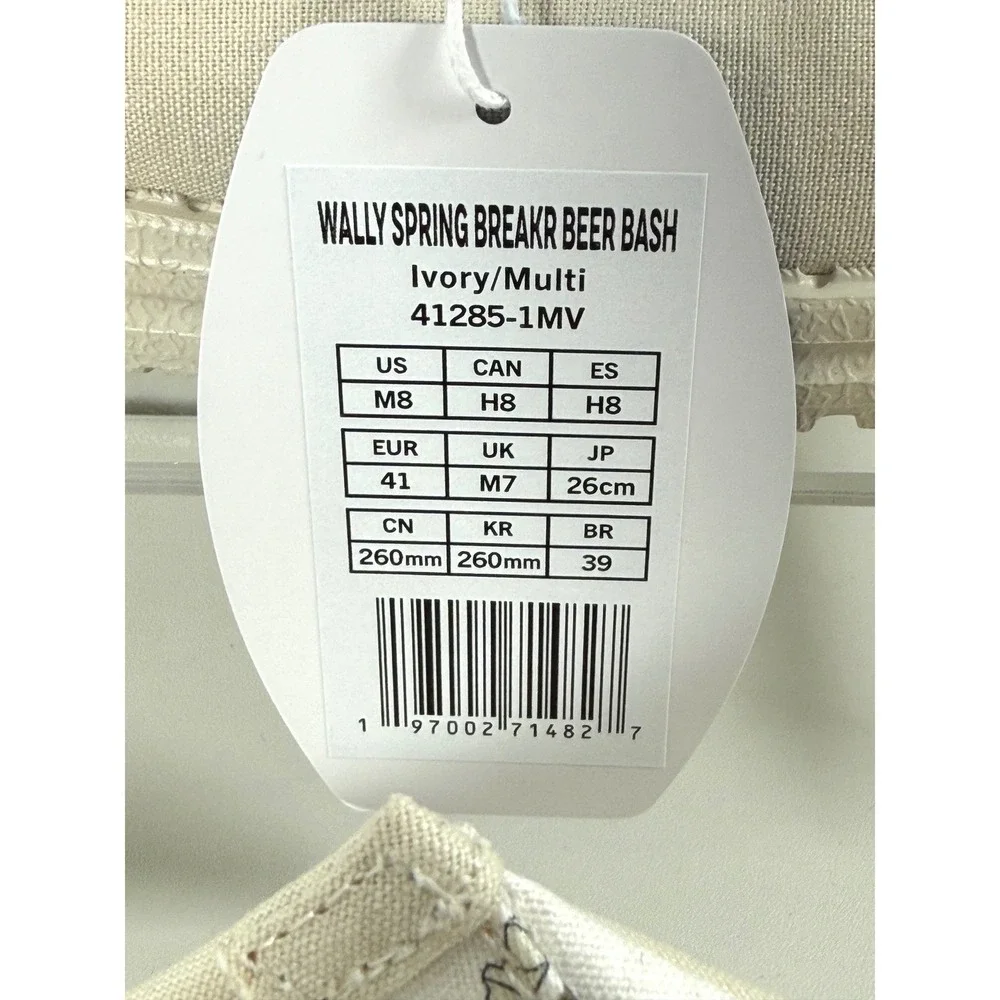 Hey Dude Wally Spring Breakr Beer Bash Ivory Multi Mens Size 9 41285-1MV NEW